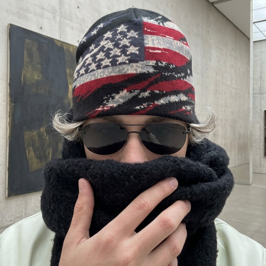 Shadow Knit beanie on model